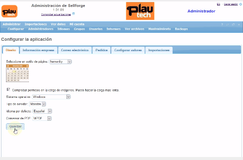 Apariencia servidor Sellforge