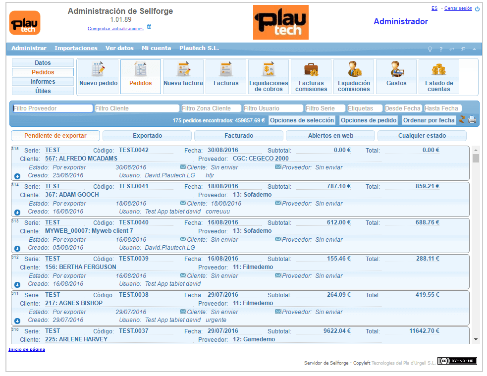 Gestion de pedidos